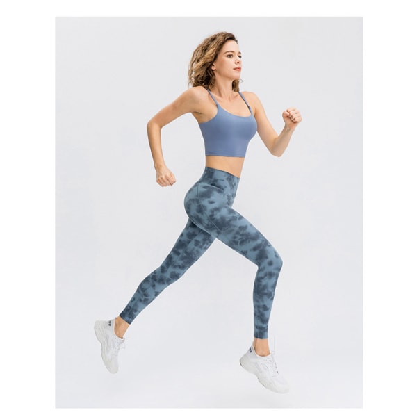 Womens High Waist Gym Leggings Fitness Löp Yoga Byxor Tie Dye Blue S
