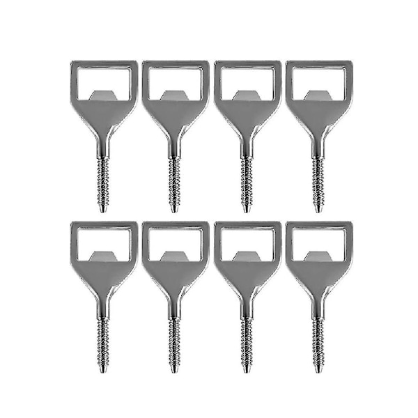Metallflaskeåpner-sett 8-pakning Blankt rustfritt stål Åpnerinnlegg DIY Metallølåpner Firkant O