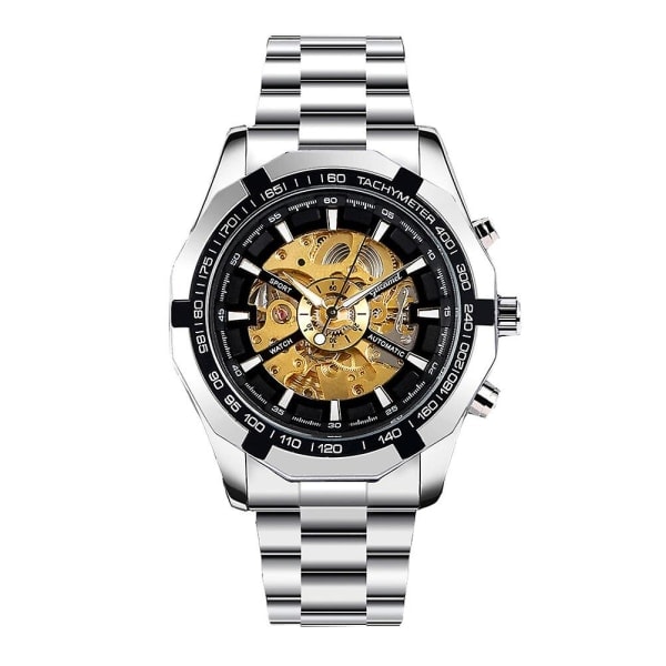 Automatisk Armbandsur för Män, Läderarmband, Exponerad Mekanism, Färgglad 20X4.5CM