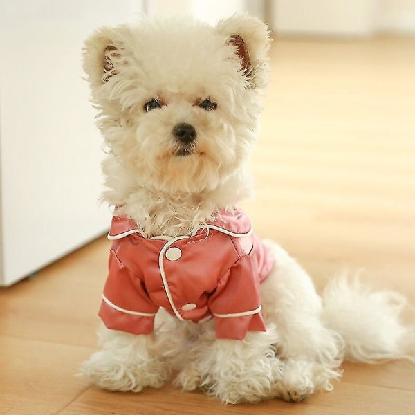 Pet Pyjamas Tøj Fransk Bulldog Hunde Pyjamas Tøj Silke Bløde skjorter Loungewear Hvalpetøj Til Små Teddy Yorkie Cats 1 Pink XL