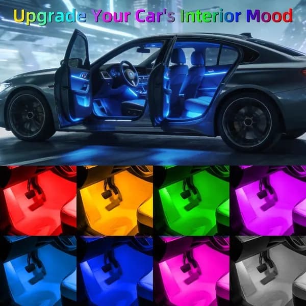 4pcs Wireless LED Strobe Lights with Remote Control, 8 Colors USB Charging Waterproof Warning Lights_Quality Gift Black
