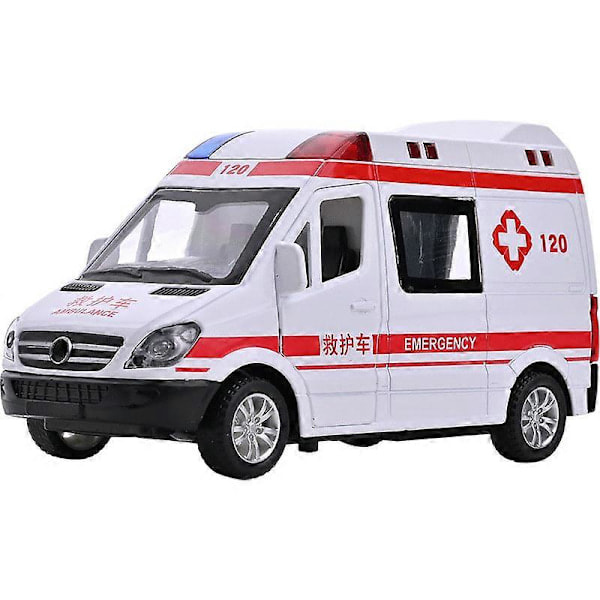 1:32 Simulaatiomalli Metallinen Ambulanssi, Vedä Taakse, Ääni ja Valo, Valettu Leluauto, Poliisin Erikoisauto, Lasten Lelulahja