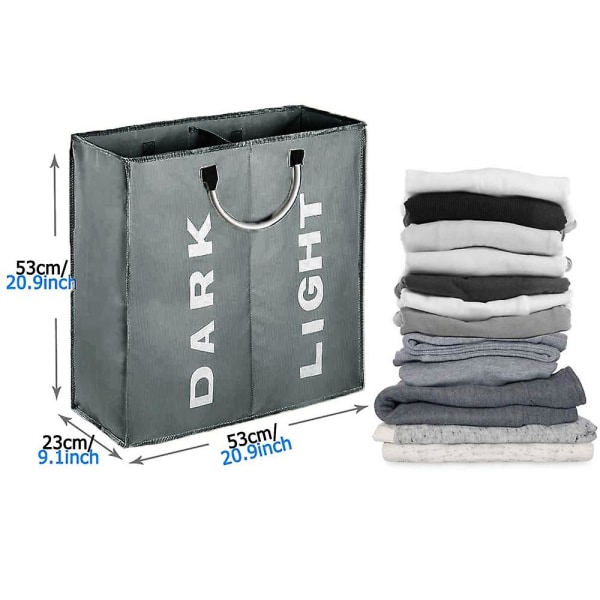 Dubbel tvättkorg med lock och avtagbara tvättpåsar