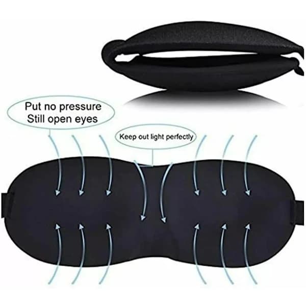 3-pakning 3D Sovemasker/Øyemasker – Svart