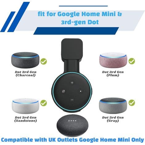 Vægbeslag til Dot 3 og Google Mini, Smart stander med integreret kabelstyring til 3. generations Dot-højttaler.