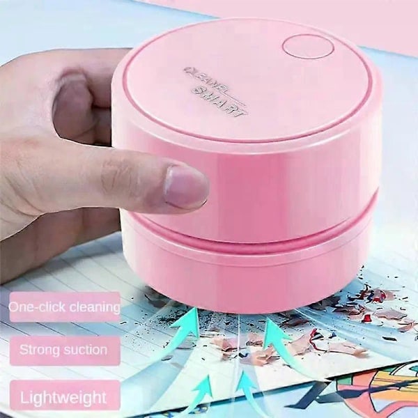 Mini Støvsuger til Skrivebord, Bord, Støv, Viskelæder, Affald, Rengøringsmiddel, Kontorbord, Støvværktøj til Bil, Hjem, Computer, Håndholdt Pink