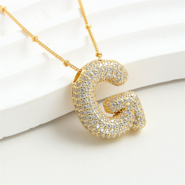 Bokstavshänge Mässing Bubble Letter Halsband Temperament Mode 26 Engelska Bokstav Halsband gold G