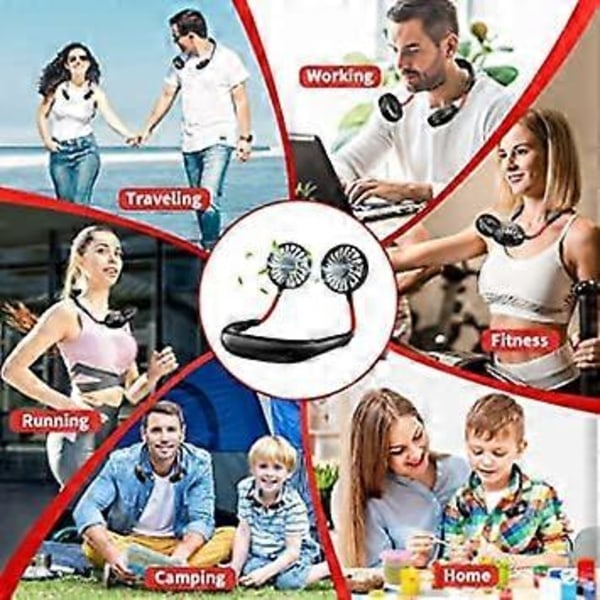 Kannettava kaulatuuletin, Mini USB ladattava tuuletin päätuuletin kasvoille käsituuletin, pieni kaulatuuletin