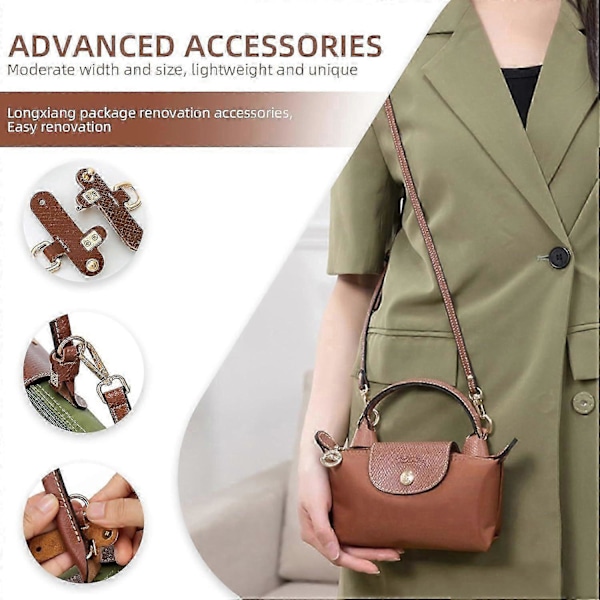 Skulderstropp for Longchamp-veske, Skulderstropp for veske, med 2 skulderstroppadaptere, Skulderveskestropp, Justerbar skulderstropp for vesker, for