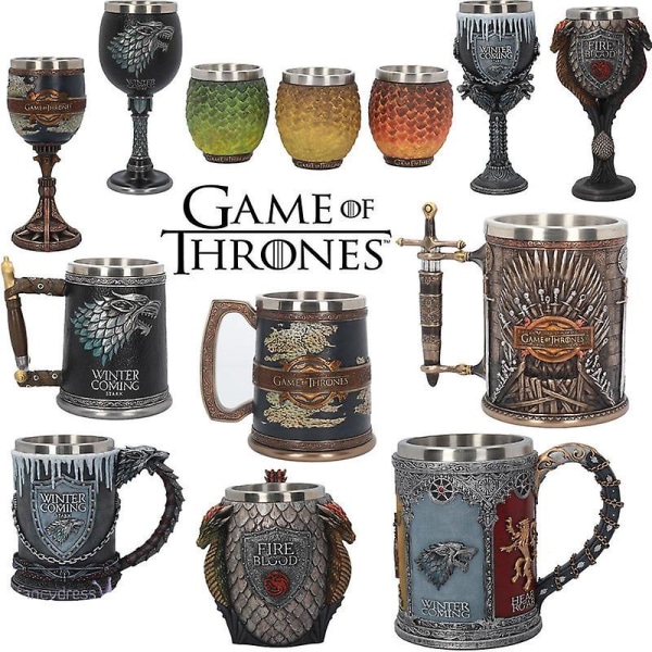 Game of Thrones krus beger rustfritt stål harpiks vinglass color14