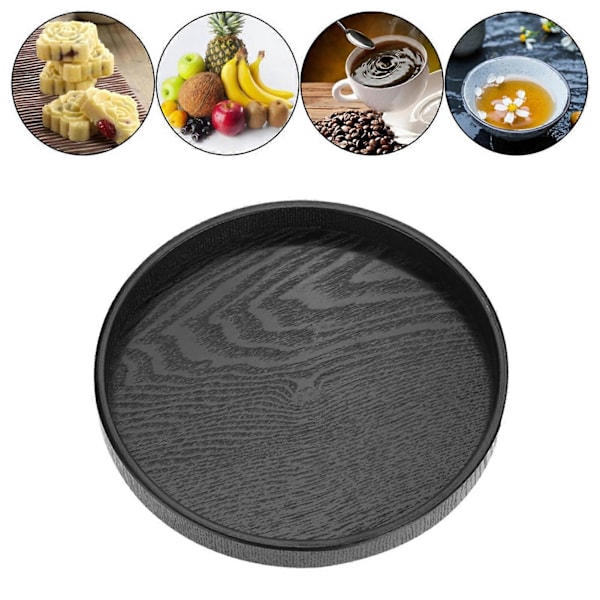 Rund Form Massivt Trä Te Kaffe Snacks Mat Serveringsbricka Tallrik Restaurangbrickor 30cm