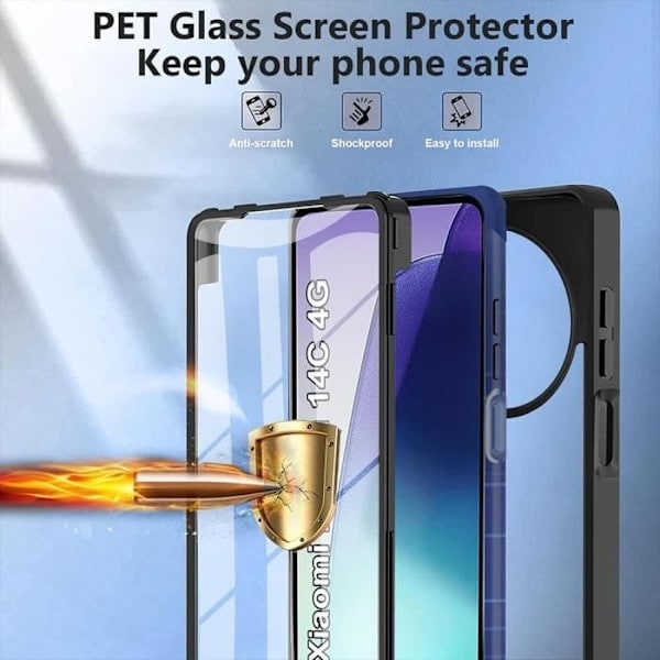 (Arbeidernes dag-spesial!) Deksel - Xiaomi - Redmi 14C - Fullstendig beskyttelse - Myk TPU - Transparent Hard PC Svart