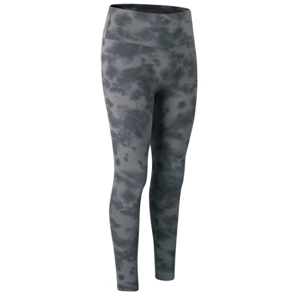 Womens High Waist Gym Leggings Fitness Sport Löp Yoga Byxor Tie Dye Dark Grey 2XL