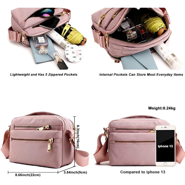 Dame Crossbody Tasker, Multi-lomme Messenger Tasker Skuldertasker Rejsetasker Håndtasker Unisex Egnet til Shopping Rejser Dating Vandring Dagligt