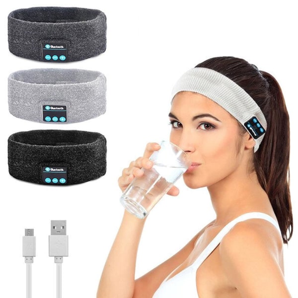 Sovhörlurar - Bluetooth Pannband Hörlurar & Mikrofon gray