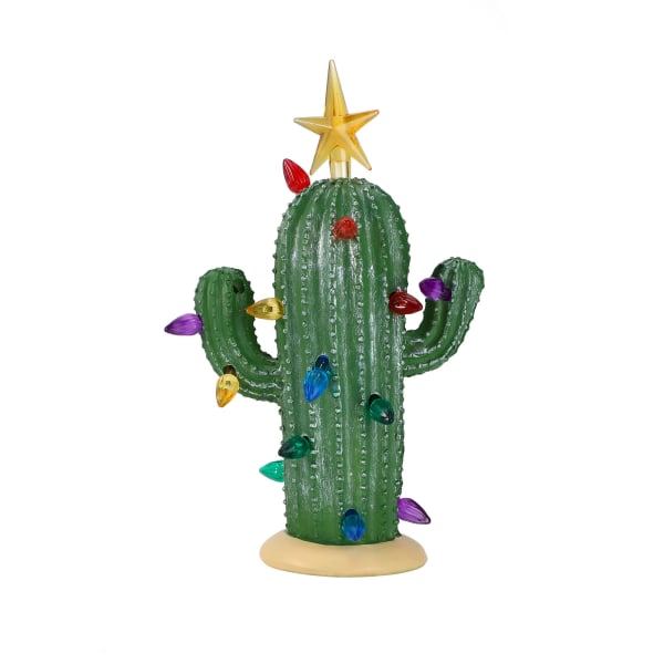Resin kaktus figur (grønn, med lys)