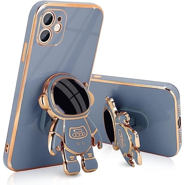 Yhteensopiva iPhone 12 Kuori Söpö 3D Astronautti Jalusta Design Kamera P Far peak blue