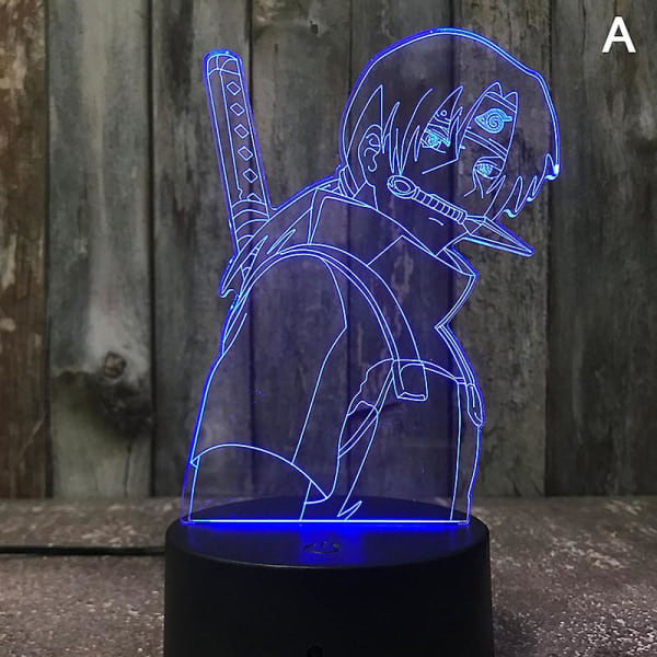 3D Nattlampe Naruto Team Uzumaki Naruto Sasuke Sakura Figur LED Nattlampe Flerfarget A