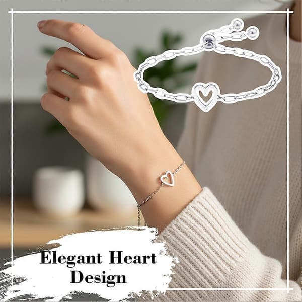1/2/STK Justerbart Matchende Hjerte Solitaire Armbåndssæt til Kvinder Set 2