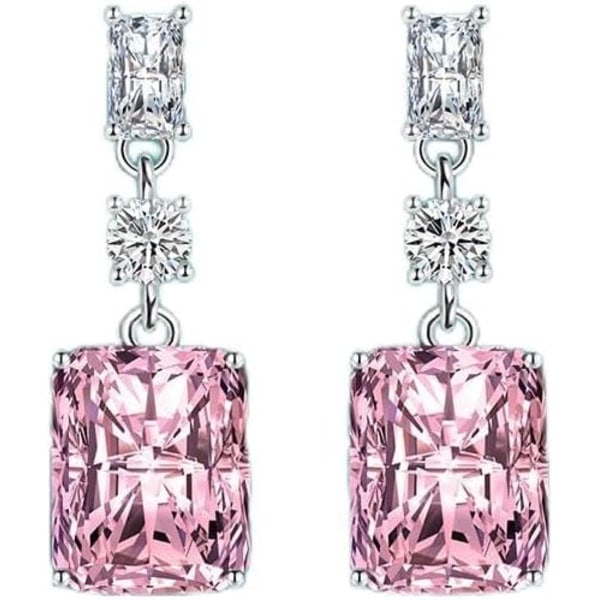Sølv Øredobber for Kvinner Kvadratiske Cubic Zirconia Hengende Øredobber 925 Sølvbelagte Krystalløredobber for Sensitive Ører Smykker Bursdag