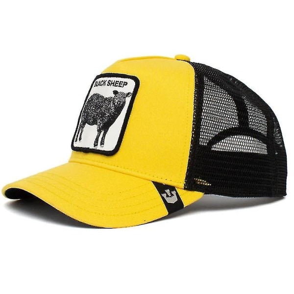 Cap Solskydd Mesh Broderad Trucker Hat Black goat Yellow