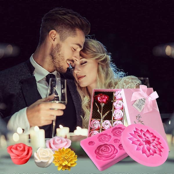 Blomst Krystall Dråpe Limform for Valentinsdag Rose Blomst Silikonform
