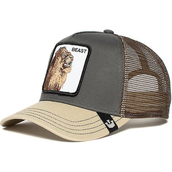 Utförsäljning Djur Baseball Cap Solskydd Mesh Broderad Trucker Hat Beastly lion