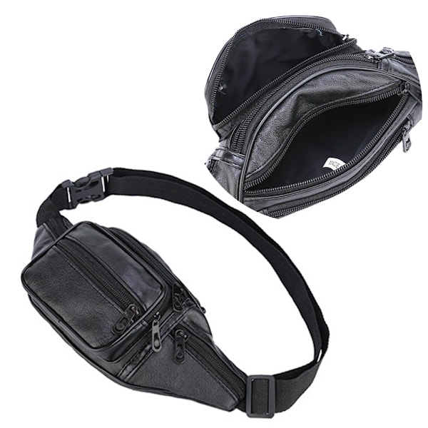 Bæltetaske Fanny Pack Brysttaske i læder-FS2--AD3- sort