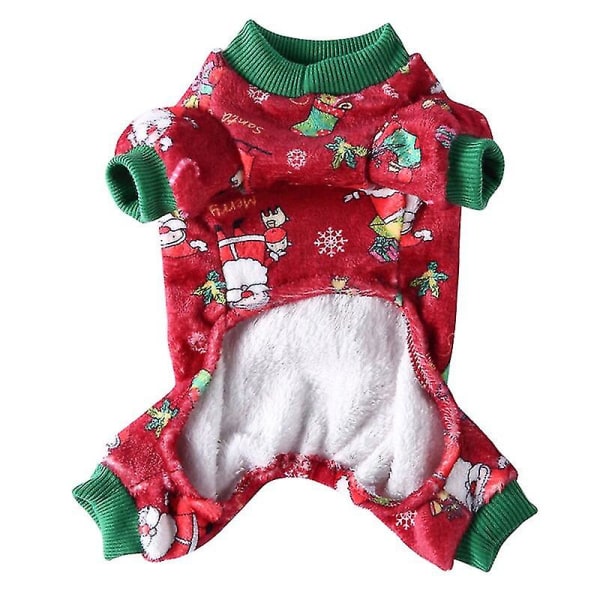 Christmas Winter Pet Dog Pyjamas Jumpsuit För Små Hundar Shih Tzu Yorkshire Pullovers Mjuk Fleece Valp Kattkläder Husdjur Kläder 10 M