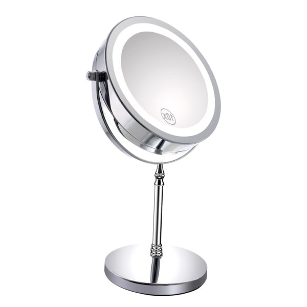 1X/10X Forstørende Lys Makeup Spejl, 7 Tommer Dobbeltsidig Hvid Dagsljus LED Skyggefri LED Kommode Spejl, Batteri og USB-kabel Drevet (Inkluderer 3