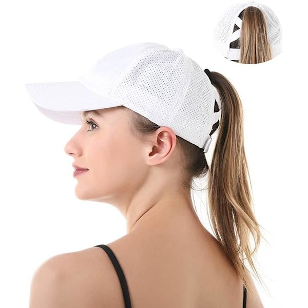 Baseballkeps med hästsvansöppning för kvinnor, mesh, snabbtorkande, enfärgad, sommarsporthatt, justerbar