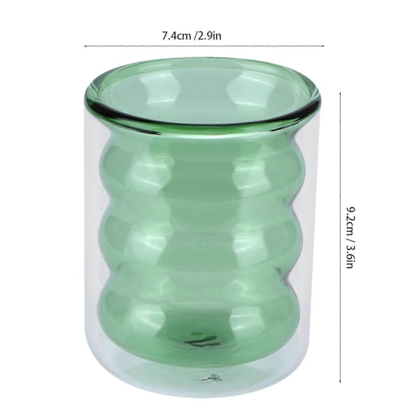 200ml Dobbelvegg Glasskrus, Varmebestandig 3-dimensjonal Spiral Kopp for Kontor Hjem Skole (Grønn)