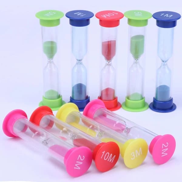 Timeglass, 6 fargede timeglass, 30 sekunder/1 minutt/2 minutter/3 minutter/5 minutter/10 minutter timeglass