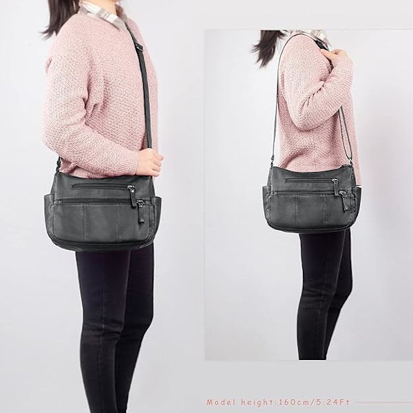 Damehåndtasker Dameskuldertasker Bløde PU læder håndtasker Crossbody tasker Multilomme håndtasker Skuldertasker Damehåndtasker Rejsetasker