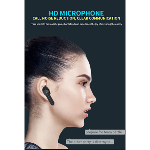Nya trådlösa Bluetooth Gaming Headset i privat läge (Svart)