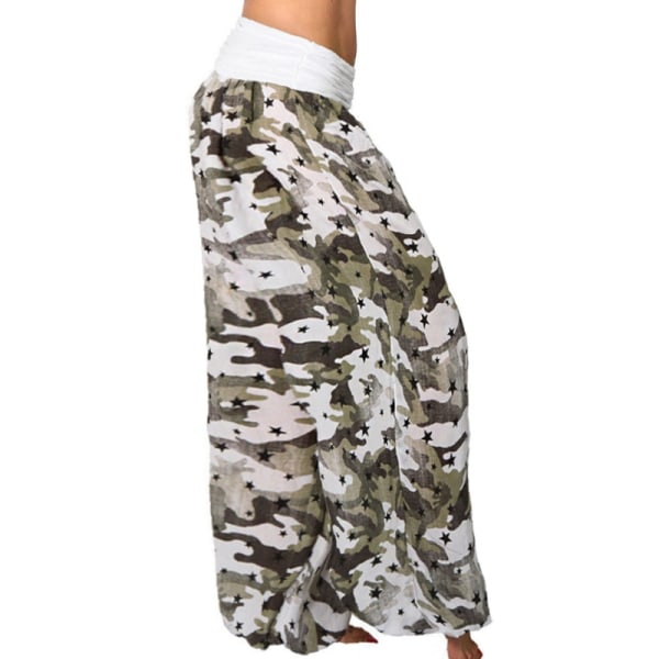 Dammode Camouflage Print Byxor Wide Leg grey XL