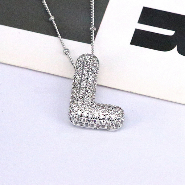 Bokstavshänge Mässing Bubble Letter Halsband Temperament Mode 26 Engelska Bokstav Halsband silver L