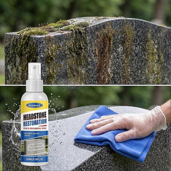 Gravsten Restaurering & Rengøringsspray, Stenrenser Gravstenssæt-100ML 1PCS