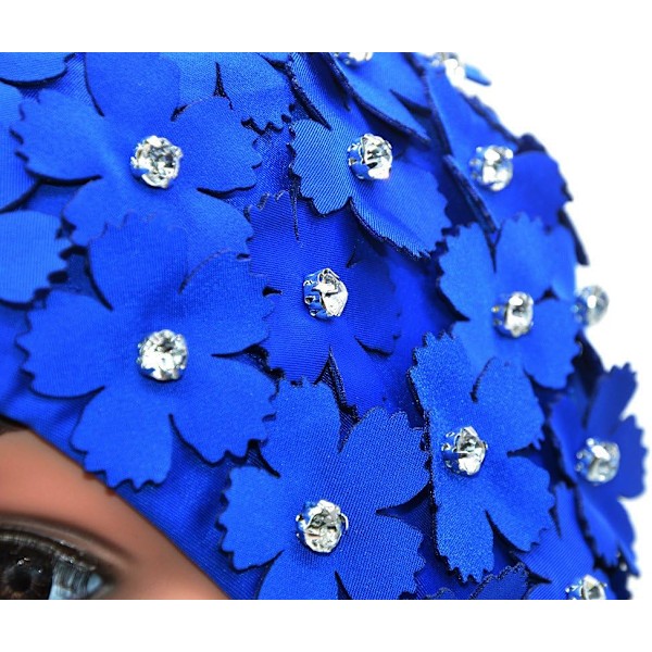 Håndlaget retro svømmehette med rhinestone-kronblader for kvinner
