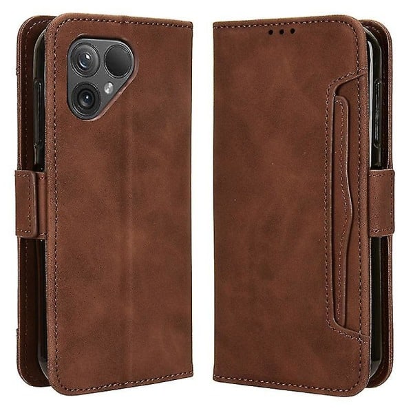 Til Fairphone 5 Case anti-ridse Folio Flip Pu Læder cover Brun