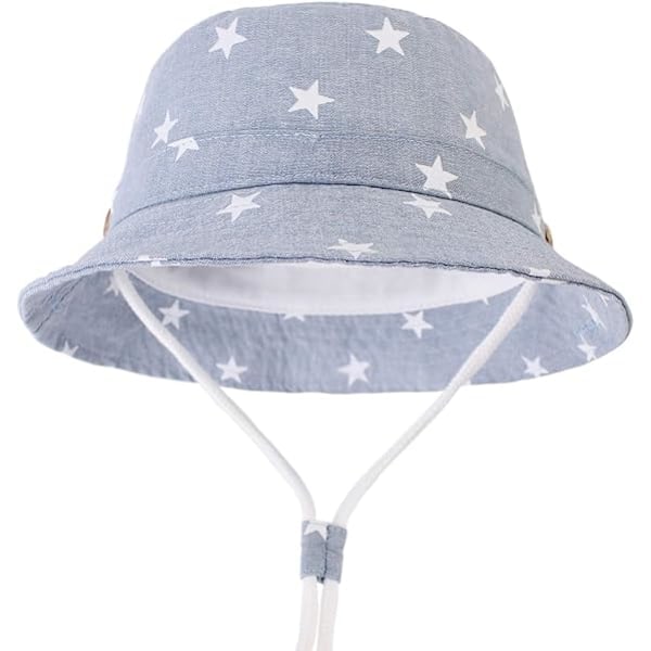 Vauvan aurinkohattu taaperon aurinkosuoja eläinlippis unisex kesäinen ämpärihattu leukahihnalla, 48cm