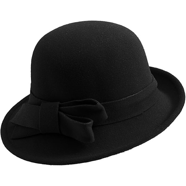 Vintage bøttehatt i filt for kvinner