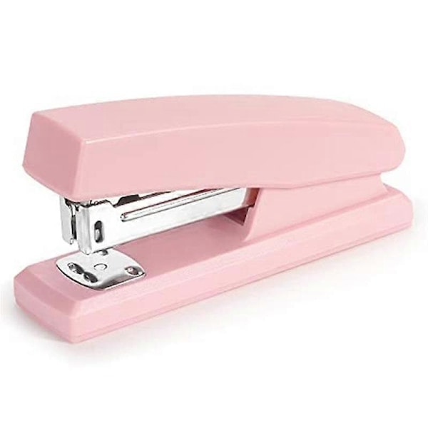 Stiftemaskin, Kontorstiftemaskin, Stiftemaskin for skrivebord Bærbar Holdbar Stiftemaskin Kontorrekvisita (Rosa)