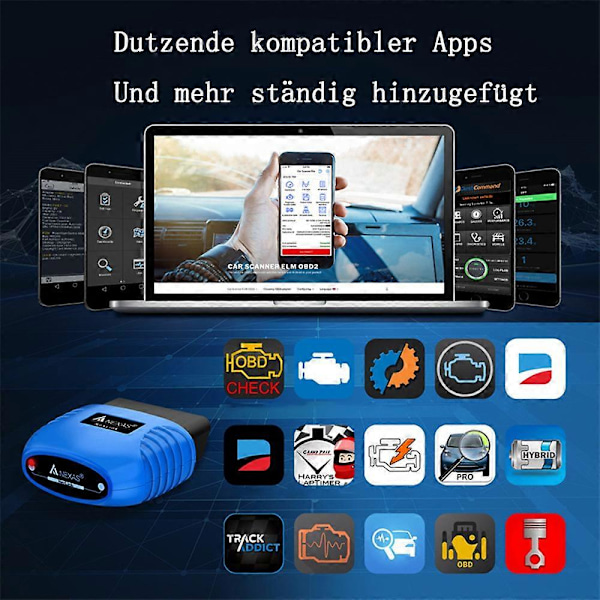 Nexlink OBD2 Bluetooth 5.0 til biler og motorcykler, OBD2 diagnostisk enhed Bluetooth, OBD2 Bluetooth adapter til iOS og Android