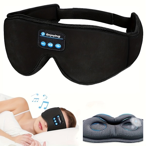 Premium Trådlösa Sovhörlurar med Ljudisolerande Mask - Ergonomisk Design för Sidosovare, Uppladdningsbara, Perfekt Resepresent (Mörk Svart)
