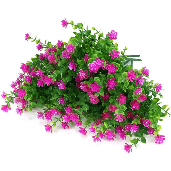 Keinotekoiset kukat ulkokäyttöön UV-säteilyn kestävät puksipuun pensaat 8 pakkaus Red Lotus 8 Pcs