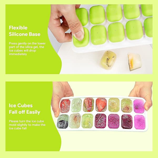 2-pack Silicone Ice Cube Trays with Lids, Space Saving and Stackable, LFGB Certified and BPA Free, Square Ice Cube Molds Easy to Take...