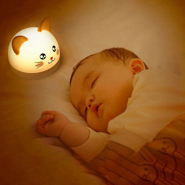 Söt Kattväckarklocka för Barn med 3 Färger LED-lampa Timer Snooze Uppladdningsbar Nattlampa Barn