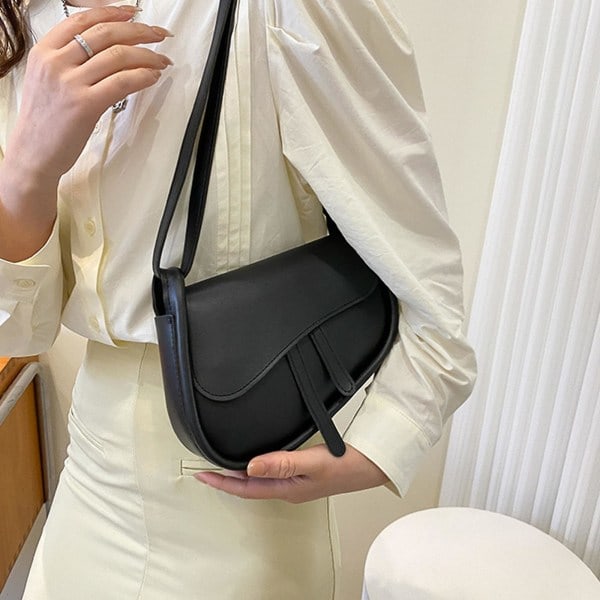 Crossbody-väska i läder, underarmsväska, justerbar axelväska för hundpromenader, gul