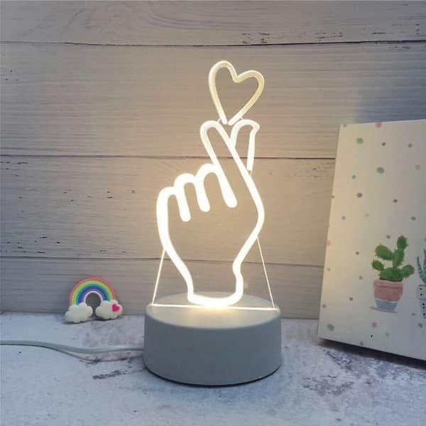 3D LED-lamppu - Käsi sydämellä